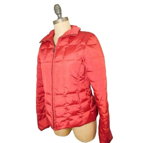 Andrew Marc Size XS Dark Red Zip Front Puffer Style Down Jacket - Picture 2 of 2